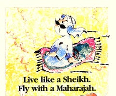 Original Air India - Live like a Sheikh Gly with a Maharajah  Travel Poster