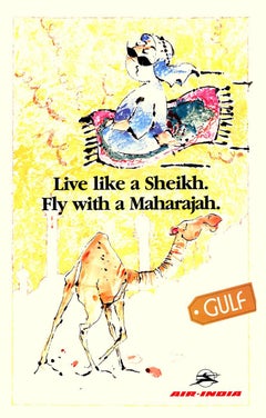 Original Air India - Live like a Sheikh Gly with a Maharajah  Travel Poster