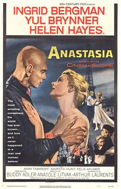 Affiche de film originale vintage à 1 feuille « Anastasia » des États-Unis  1956  support en lin