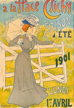 Original Antique Advertising Poster A La Place Clichy Sumer Season Fashion Paris