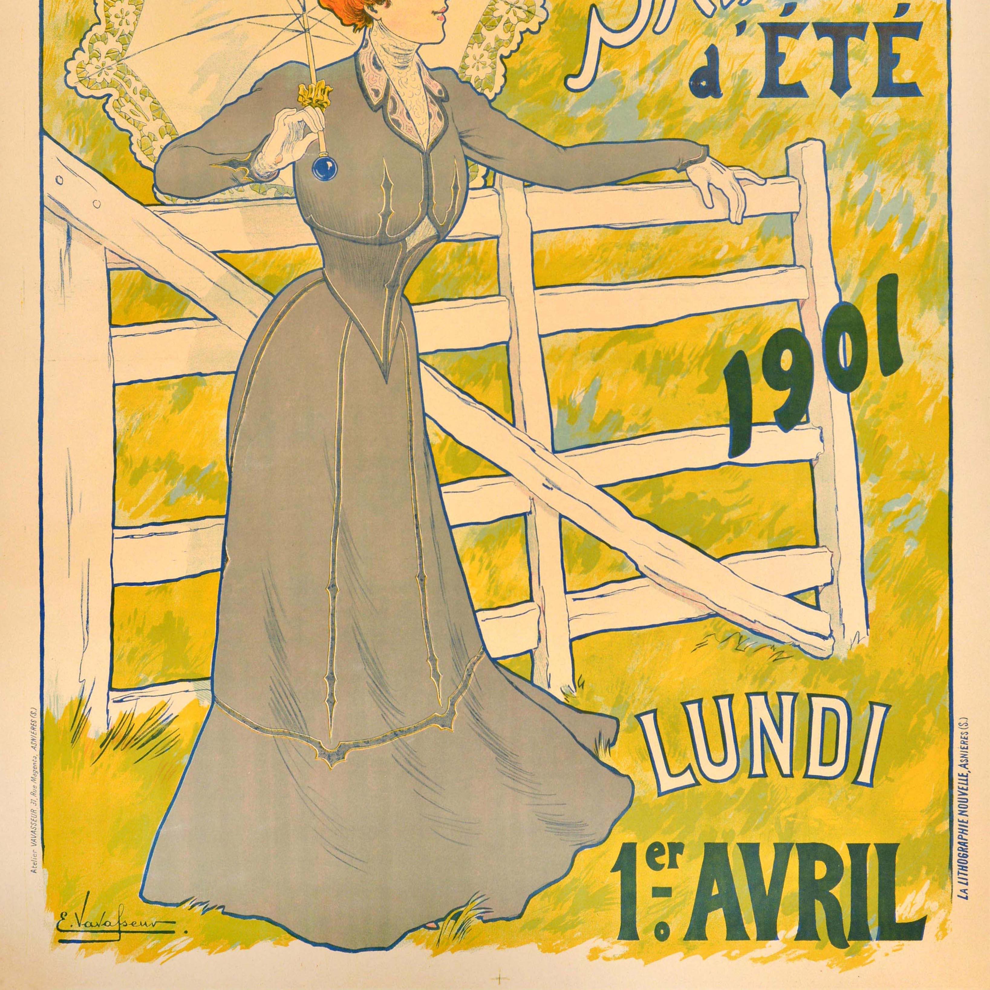Original Antique Advertising Poster A La Place Clichy Sumer Season Fashion Paris - Beige Print by Unknown