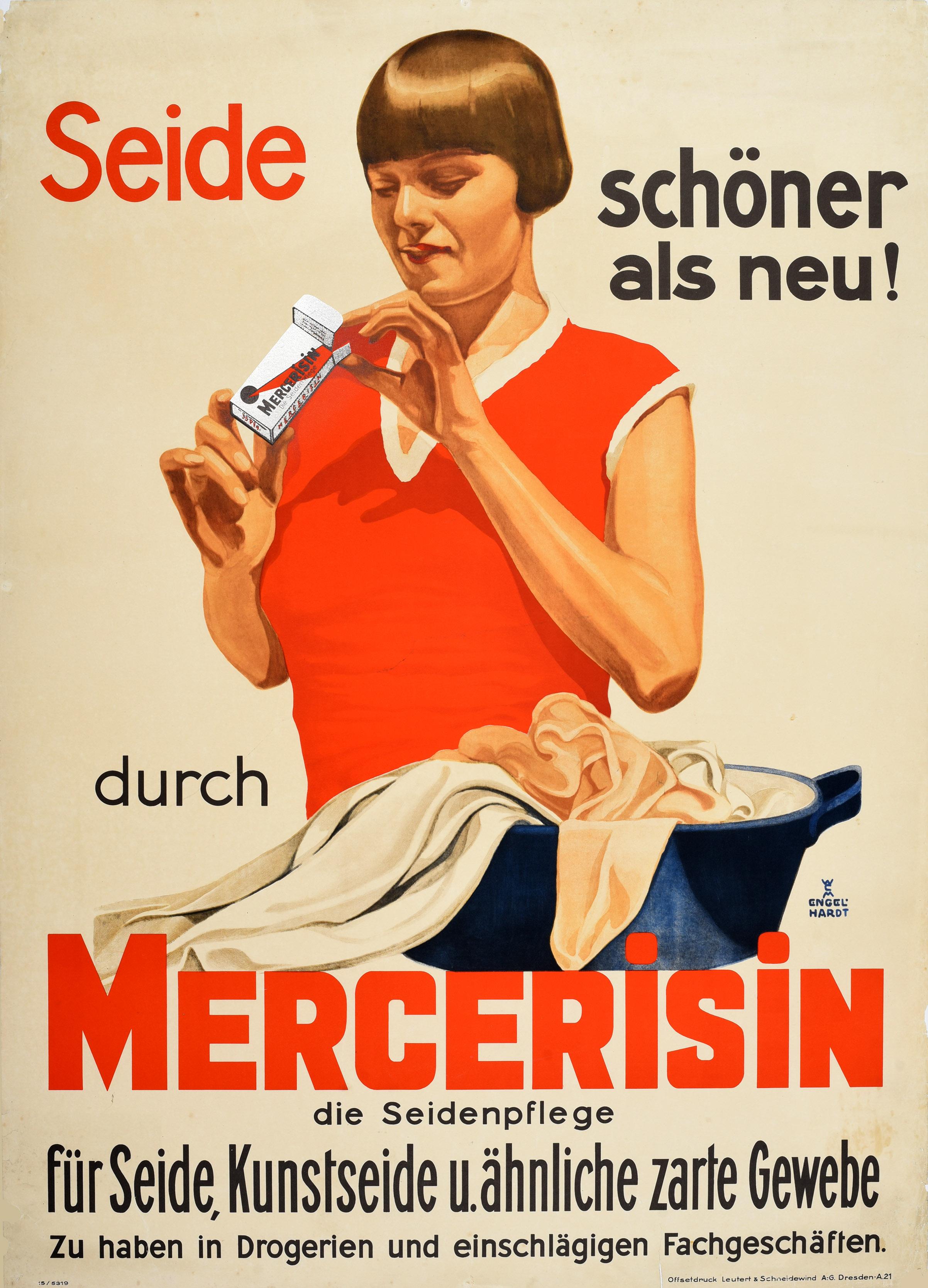 Unknown Print - Original Antique Advertising Poster Mercerisin Silk Care Soap Laundry Design Art