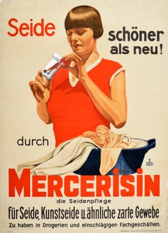 Original Antique Advertising Poster Mercerisin Silk Care Soap Laundry Design Art