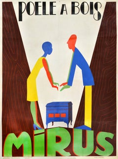 Original Antique Advertising Poster Mirus Poele A Bois Wood Stove Heater France