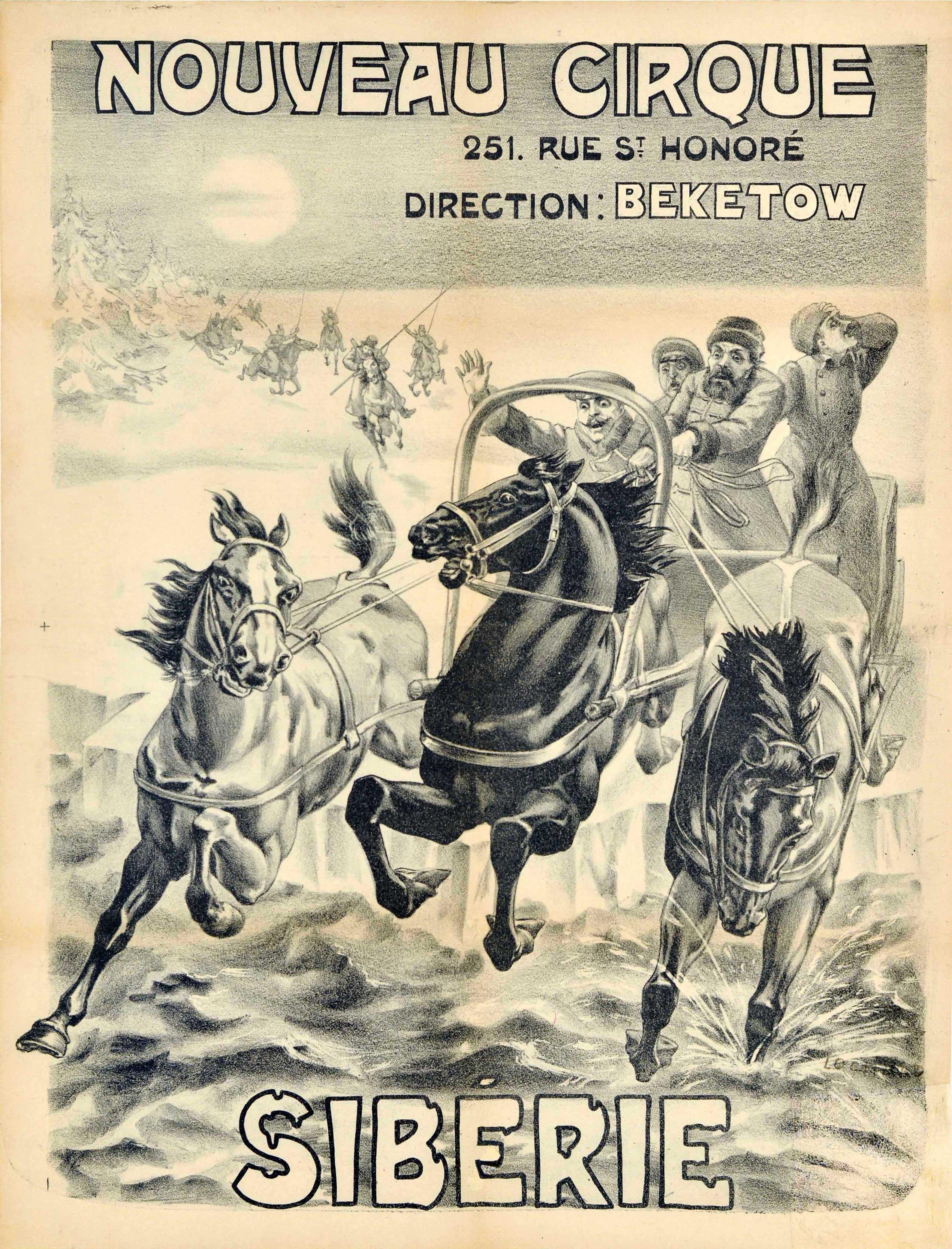 Unknown Print - Original Antique Advertising Poster Nouveau Cirque Siberie Beketow Circus Show