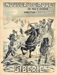 Original Antique Advertising Poster Nouveau Cirque Siberie Beketow Circus Show