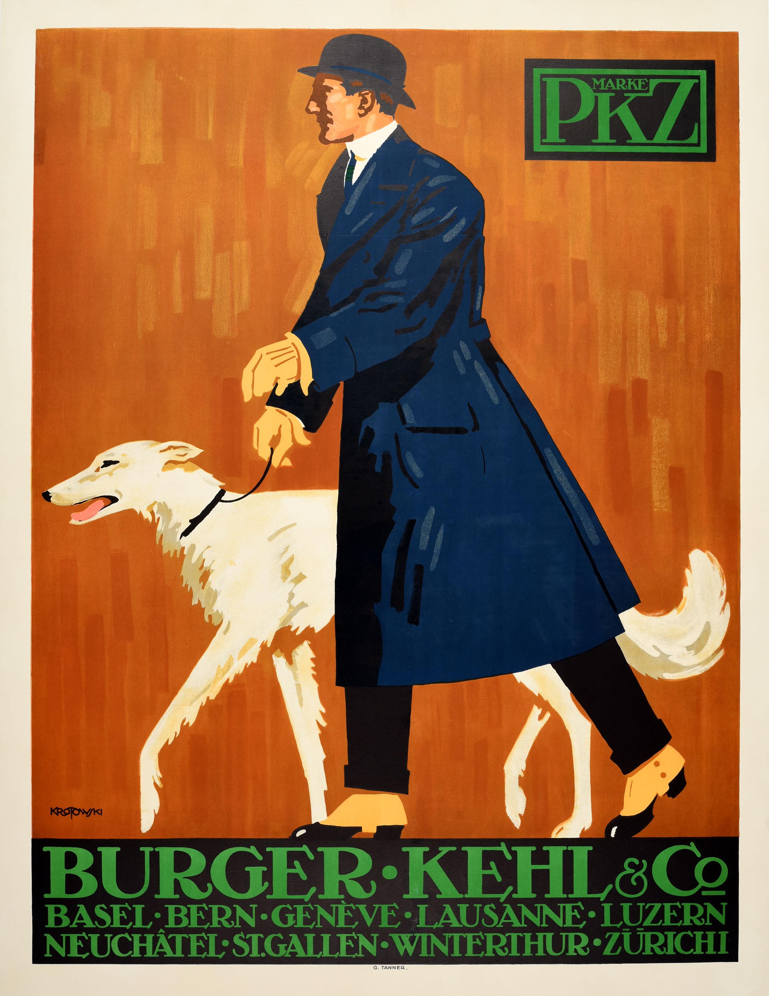 Original Antique Advertising Poster PKZ Burger Kehl & Co Men's Fashion Design