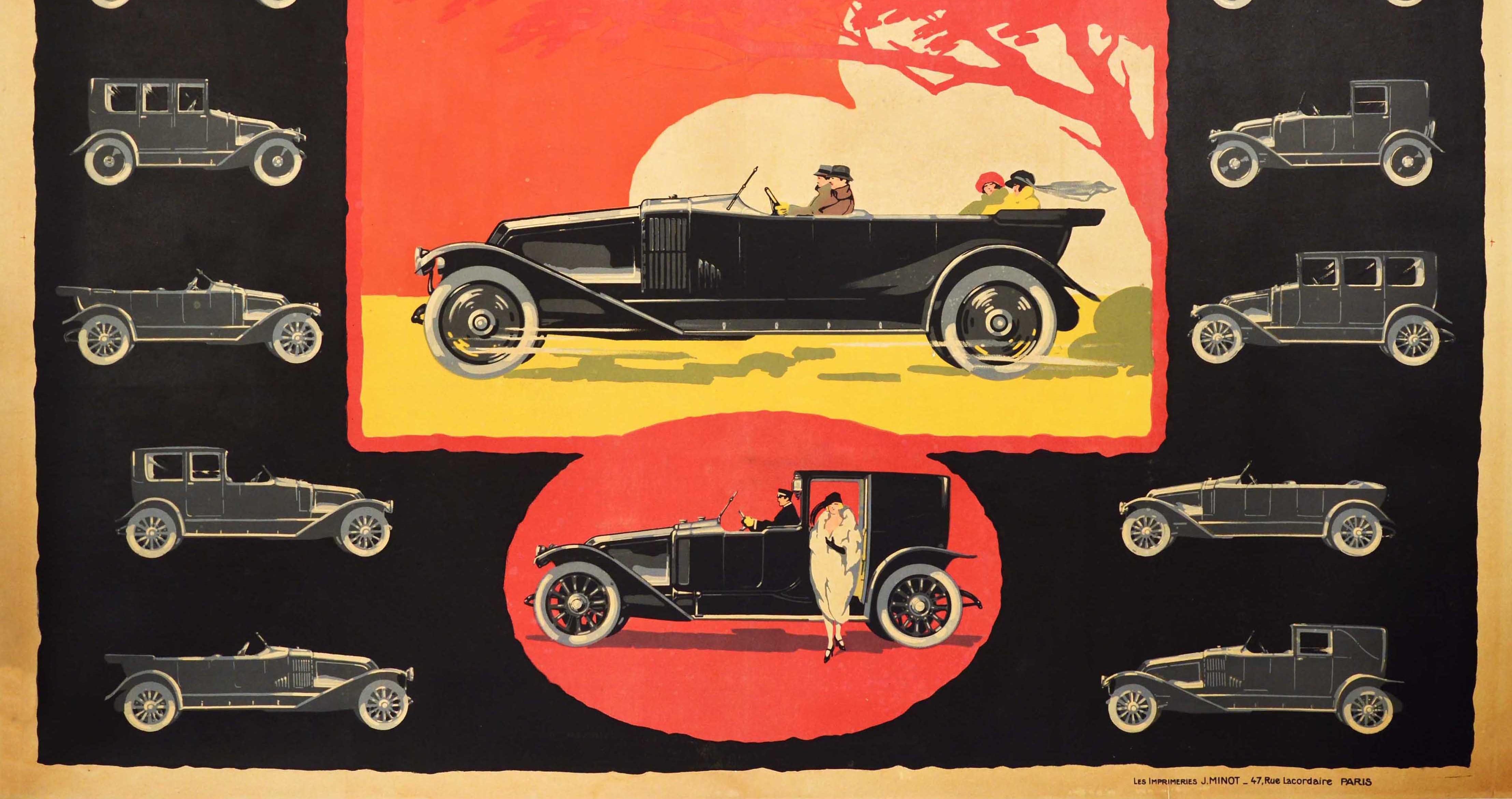 Poster pubblicitario originale antico Renault Billancourt Seine Modelli di auto classiche - Print Nero di Unknown