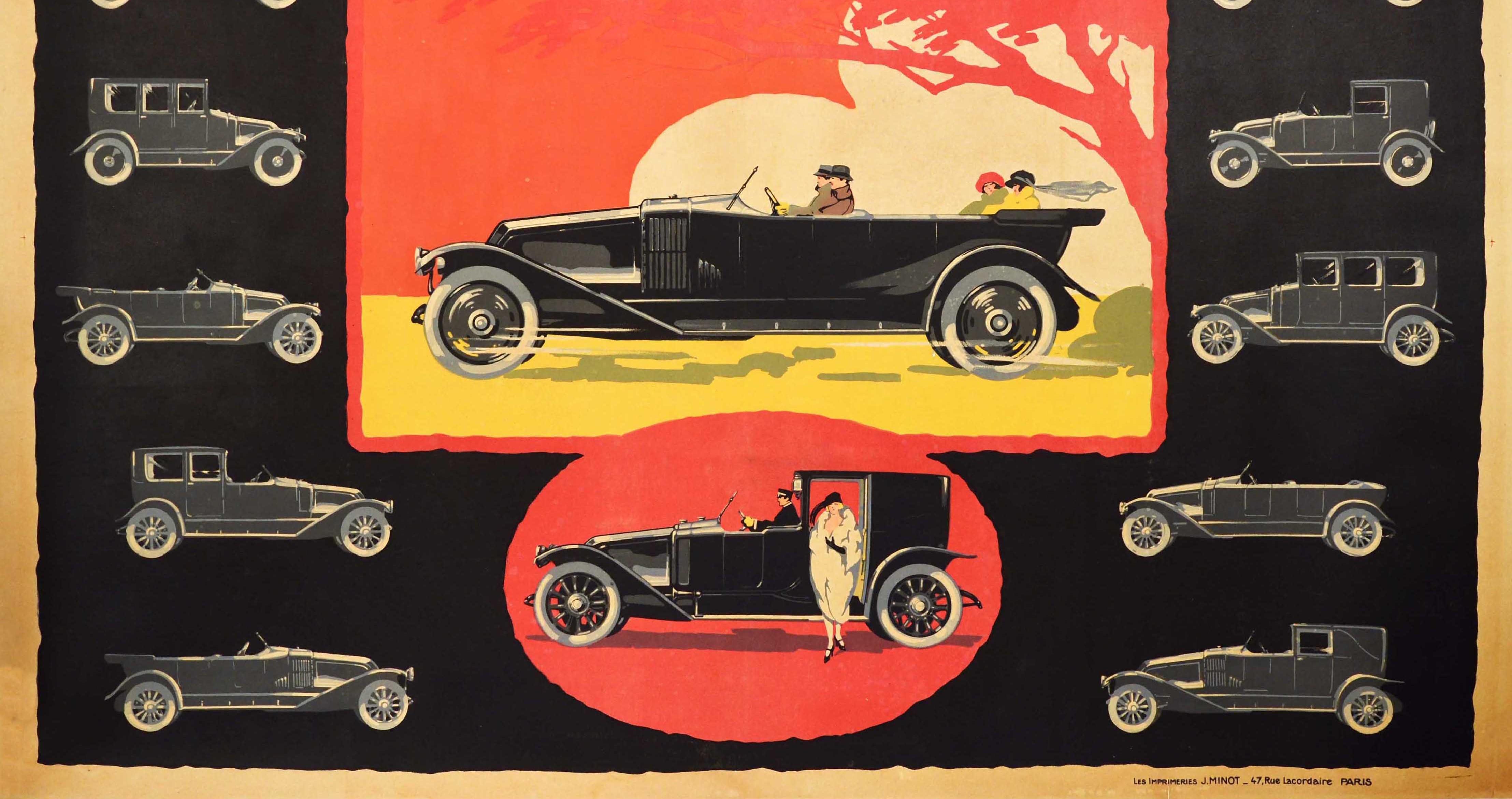 Original Antikes Werbeplakat Renault Billancourt Seine Classic Car Modelle, Original (Schwarz), Print, von Unknown