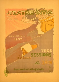 Original Antikes Werbeplakat Teatre Intim Adria Gual, katalanisches Theater