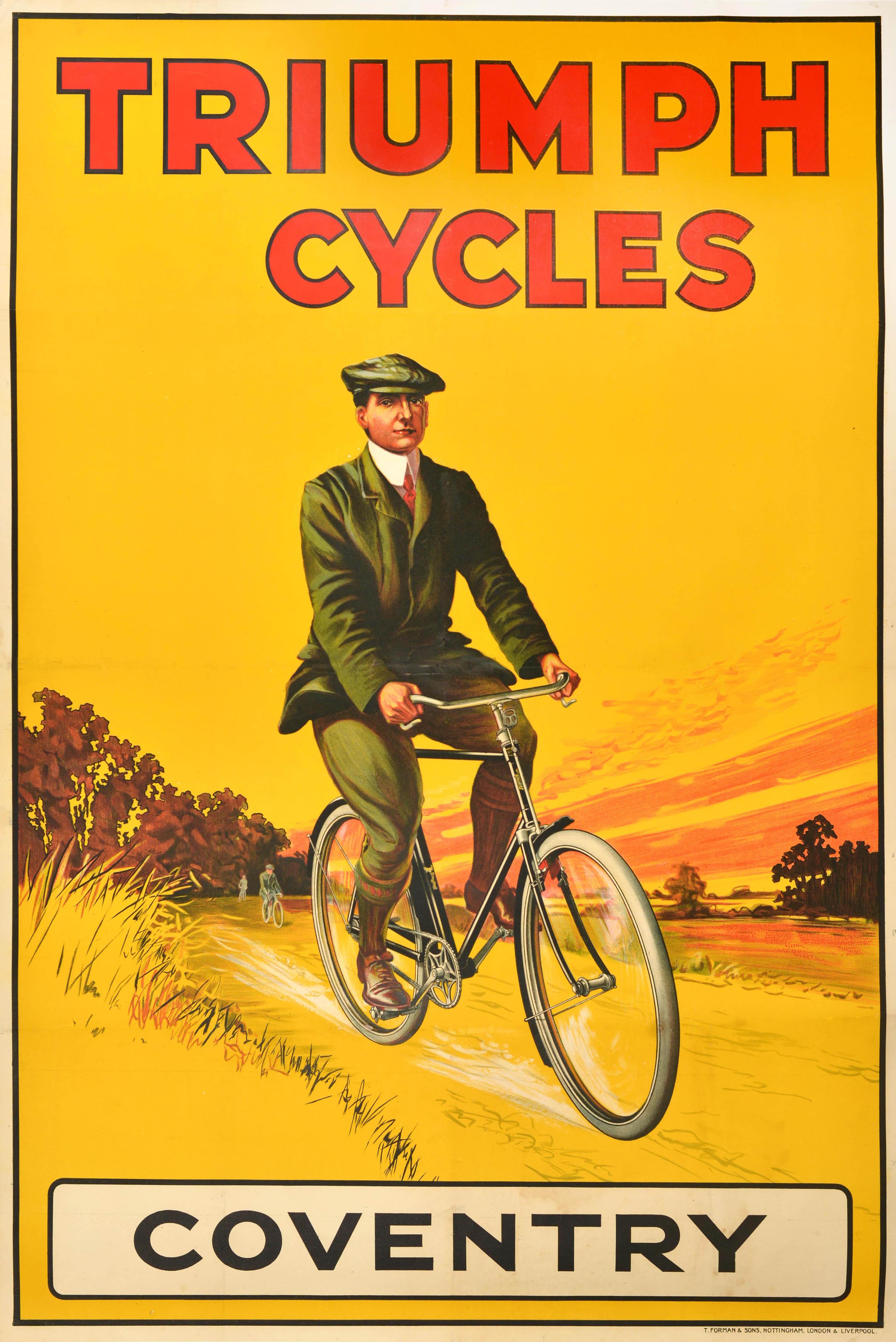 Unknown Print - Original Antique Advertising Poster Triumph Cycles Coventry Bicycle Art Design