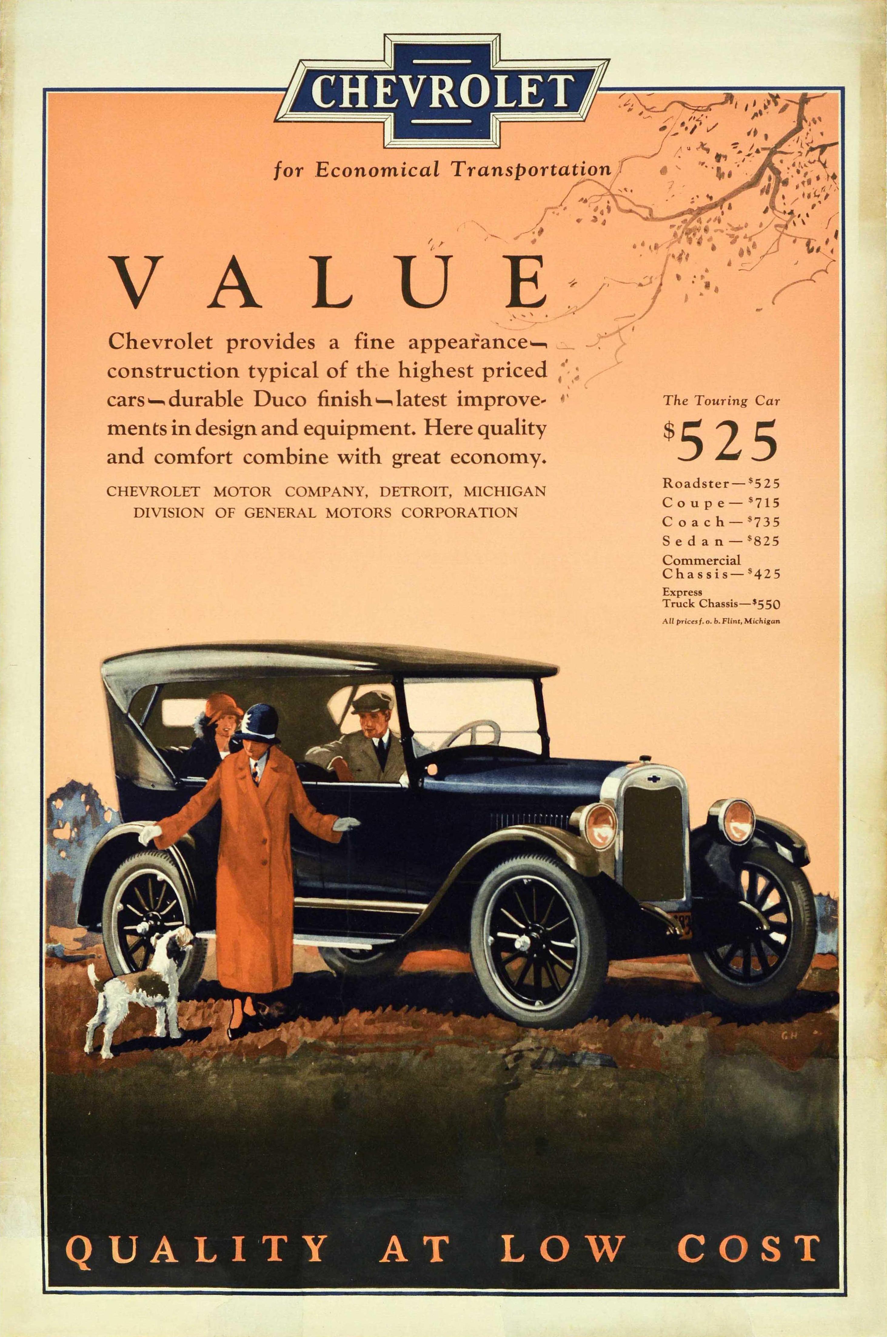 Unknown Print - Original Antique Car Advertising Poster Chevrolet Automobile General Motors USA