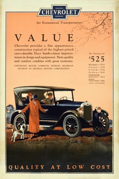 Original Antique Car Advertising Poster Chevrolet Automobile General Motors USA