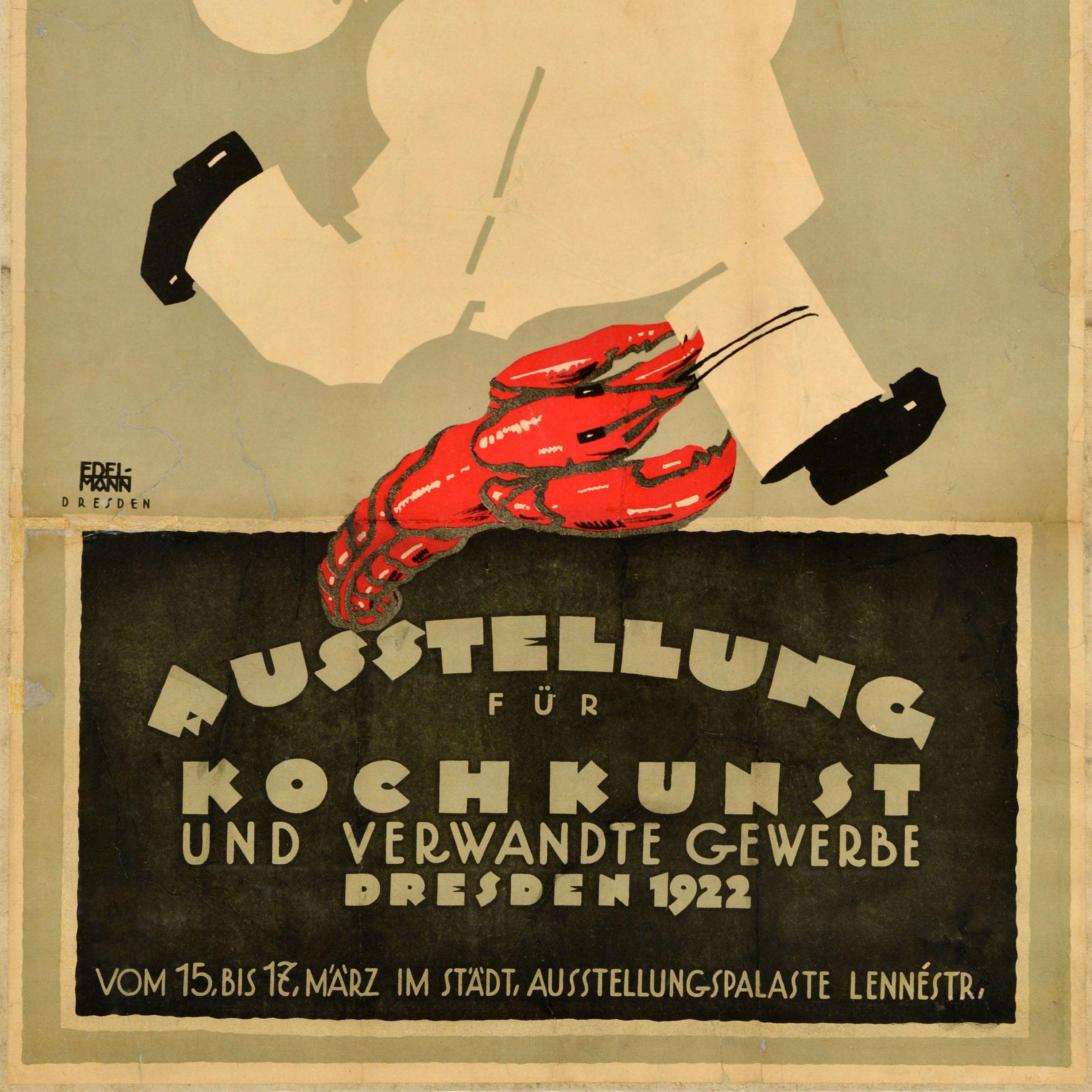Original Antikes Werbeplakat für Kochveranstaltungen, Culinary Arts Exhibition Chef (Beige), Print, von Unknown