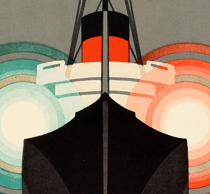 Poster da crociera originale antico Via Nord Stettino Stettin Scandinavia Arte - Print Art Déco di Unknown