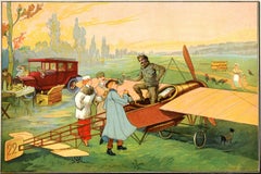 Poster pubblicitario originale per bevande Champagne Edouard Besserat Pilota d'aereo