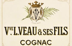 Original Antique Drink Poster For Veuve L. Veau & Ses Fils Cognac Brandy France