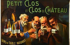 Original Antique Drink Poster Petit Clos Du Chateau Bourgogne Wine Cellar France