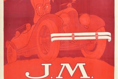 Original Antikes französisches Werbeplakat JM Shock Absorbers, Automobilkunst