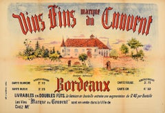 Original Antique French Bordeaux Wine Poster Vins Fins Marque Du Convent France