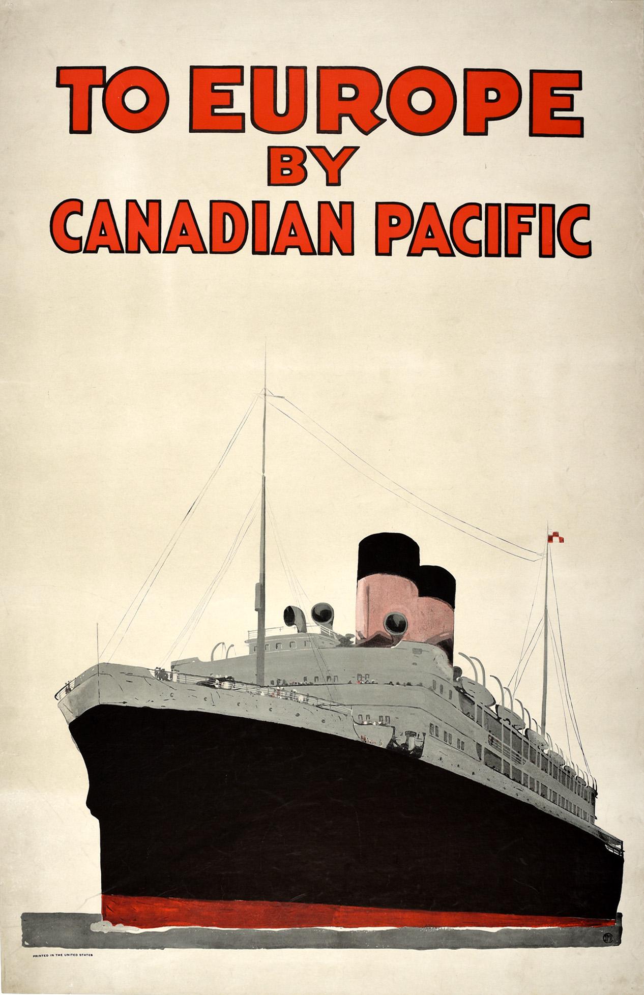 Unknown Print - Original Antique Poster Europe Canadian Pacific Cruise Ship Travel Ocean Liner