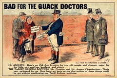 Original Used Poster Liberals Tariff Reform Pension Free Trade Quack Doctors