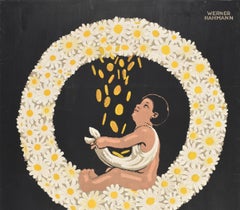 Original Antique Poster Margaritten Tag Dresden Daisy Flowers Child Charity Day