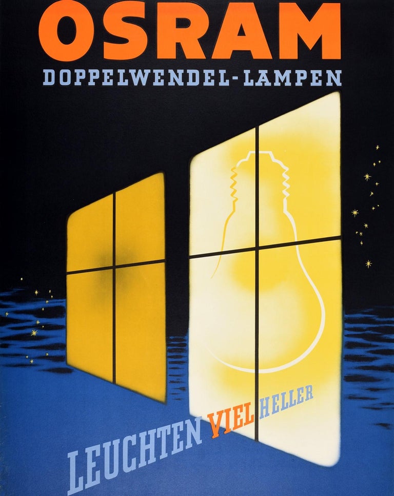 Unknown - Original Antique Poster Osram Doppelwendel Lampen Light Bulbs Art  Deco Design For Sale at 1stDibs