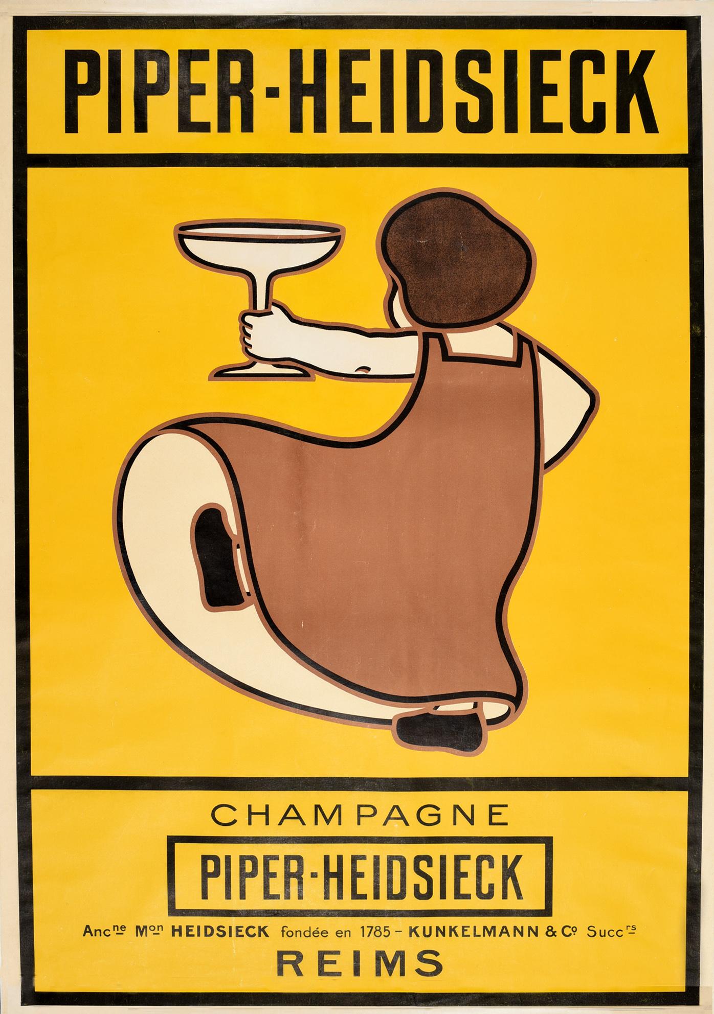 Unknown Print - Original Antique Poster Piper Heidsieck Champagne Reims Wine Drink Art France