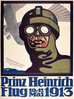 Original Antique Poster Prince Heinrich Flug 1913 Flight Race Early Aviation Art