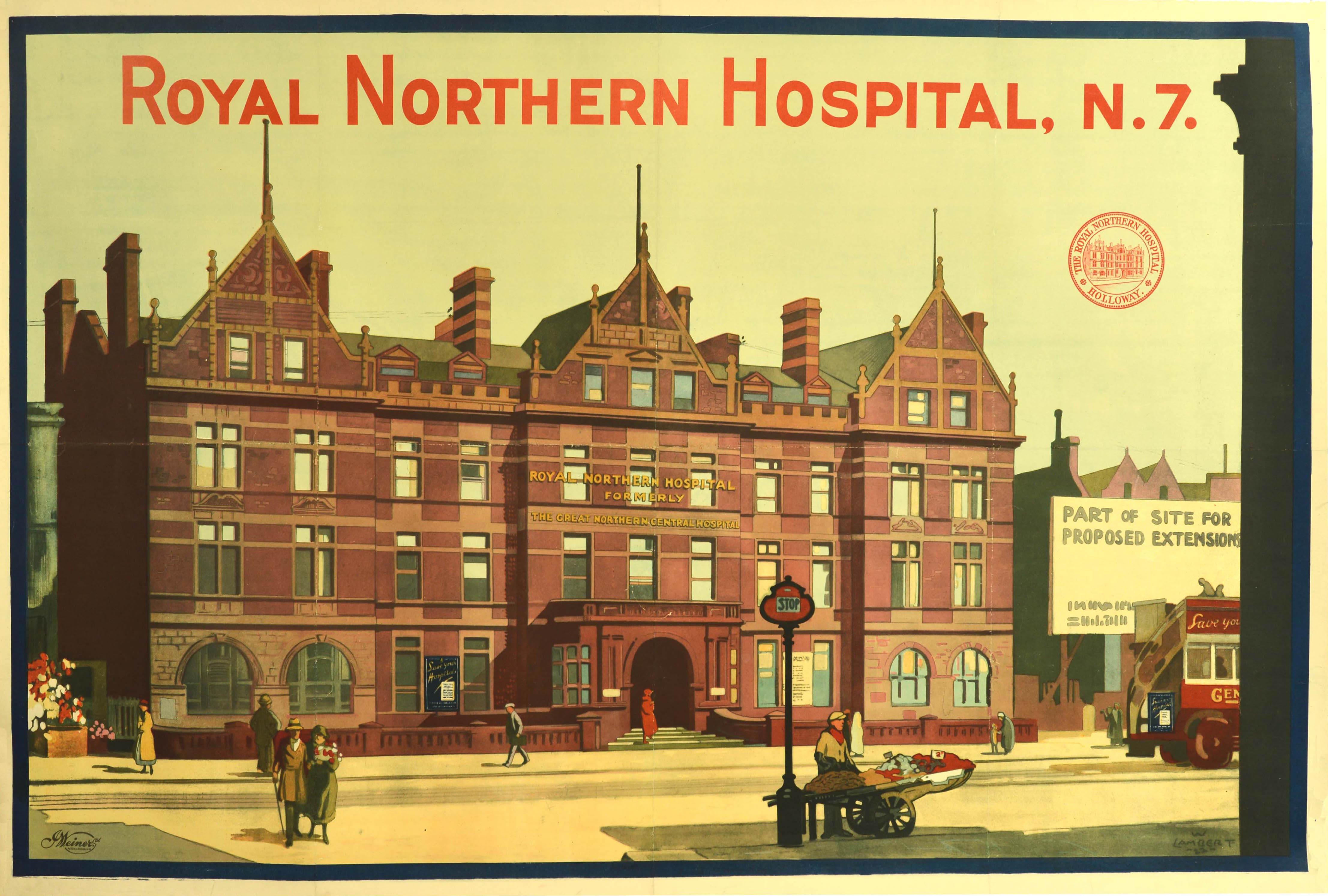 Unknown Print - Original Antique Poster Royal Northern Hospital Holloway Road London Lambert