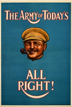 Original Antique Poster The Army Of Today's All Right British Army Recruitment