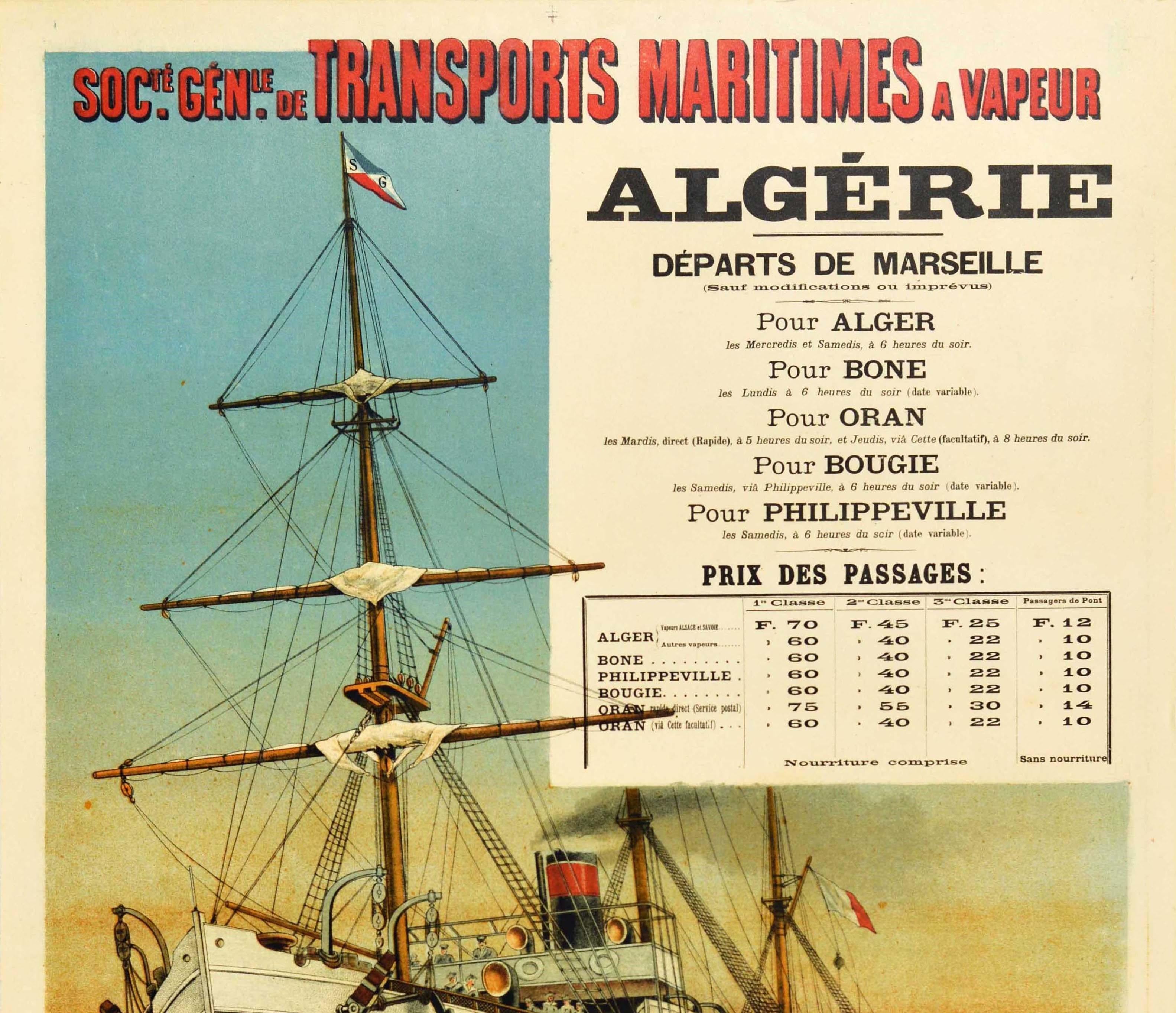 Original Antique Poster Transport Maritimes Algeria South America Cruise Travel - Print by Unknown