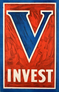 Original Antique Poster V Invest WWI United States Victory Bonds Liberty Loans