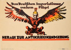 Original Antique Propaganda Poster German Imperialism Growing Wings Anti War