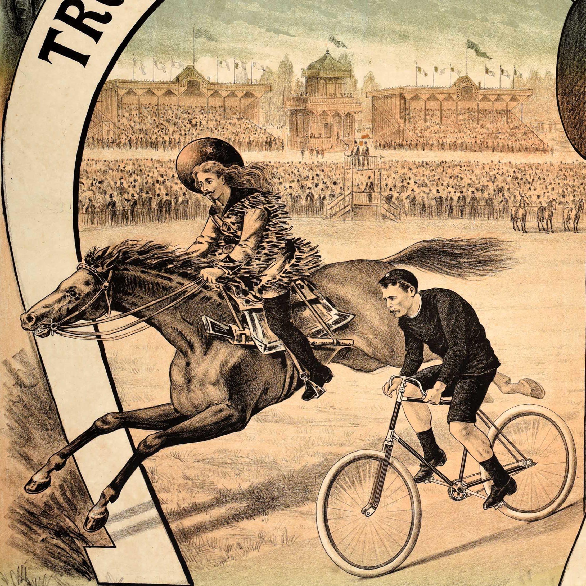 Original Antique Sport Poster Buffalo Bill Trotting Club Levallois Horse Racing - Print by Unknown