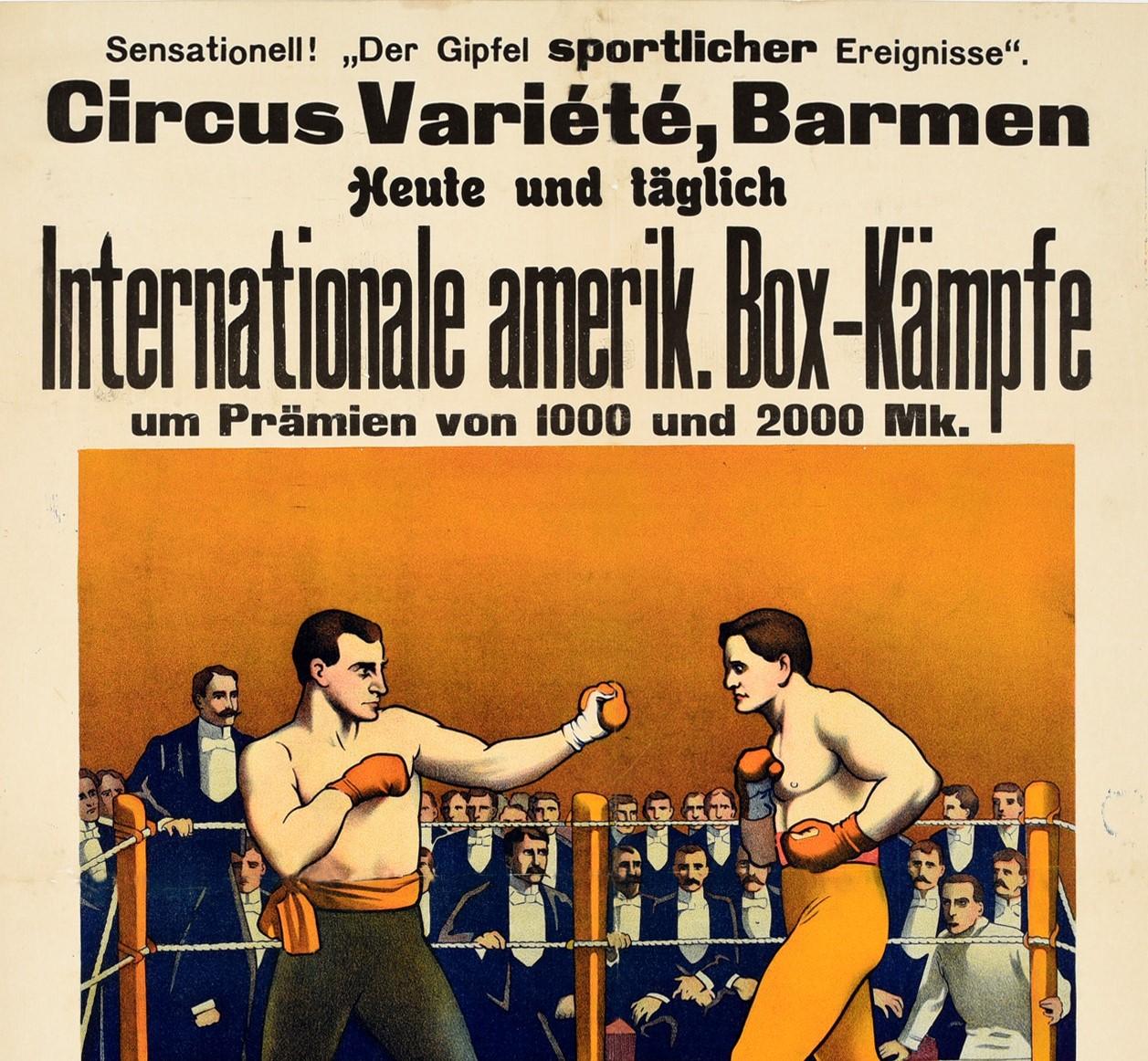 Original Antique Sport Poster International American Boxing Championship Germany - Print by Unknown