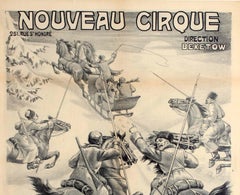 Original Antique Theatre Poster Nouveau Cirque Siberie Siberia Cossack Horse Art