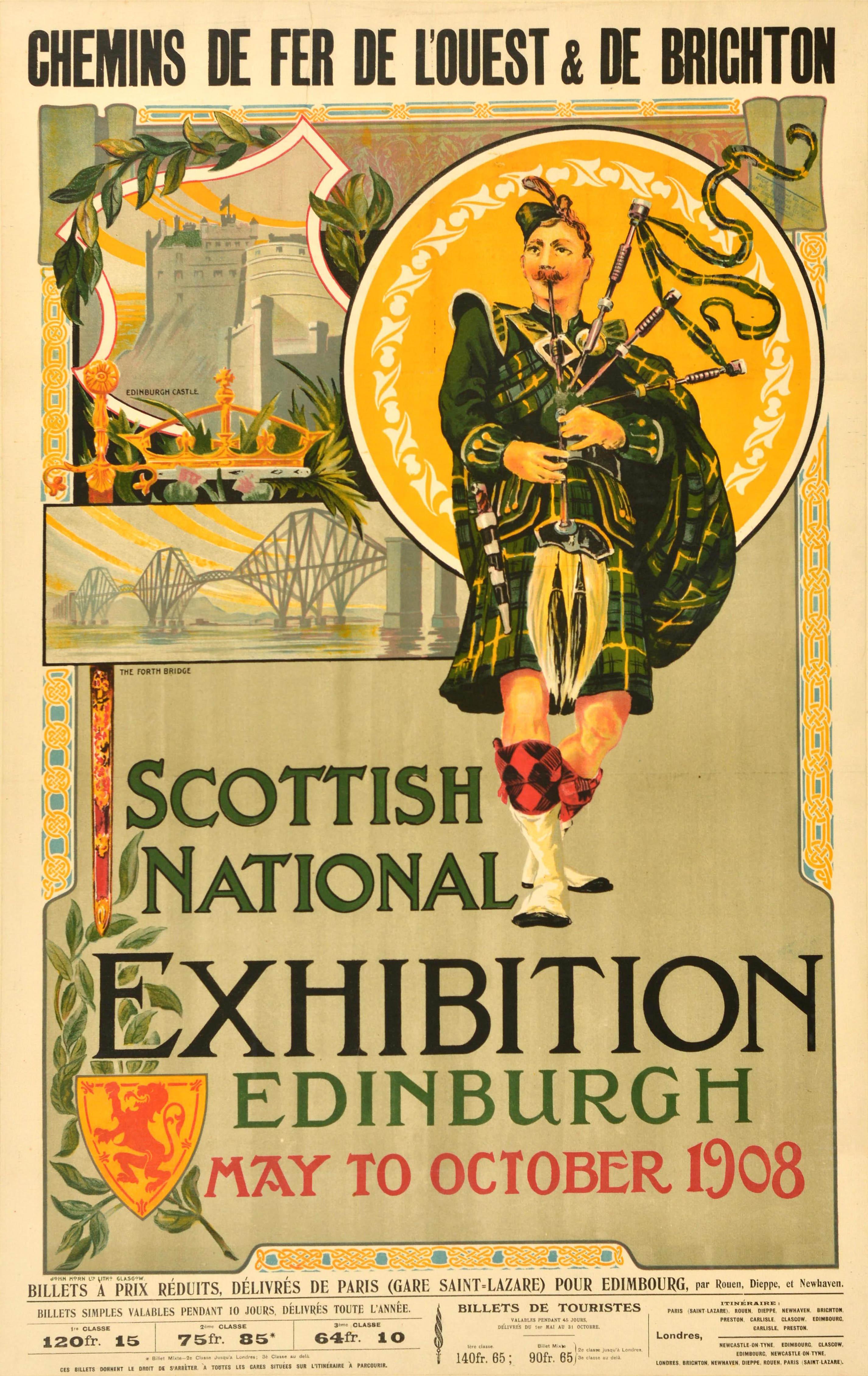 Unknown Print - Original Antique Train Travel Poster Scottish National Exhibition Edinburgh