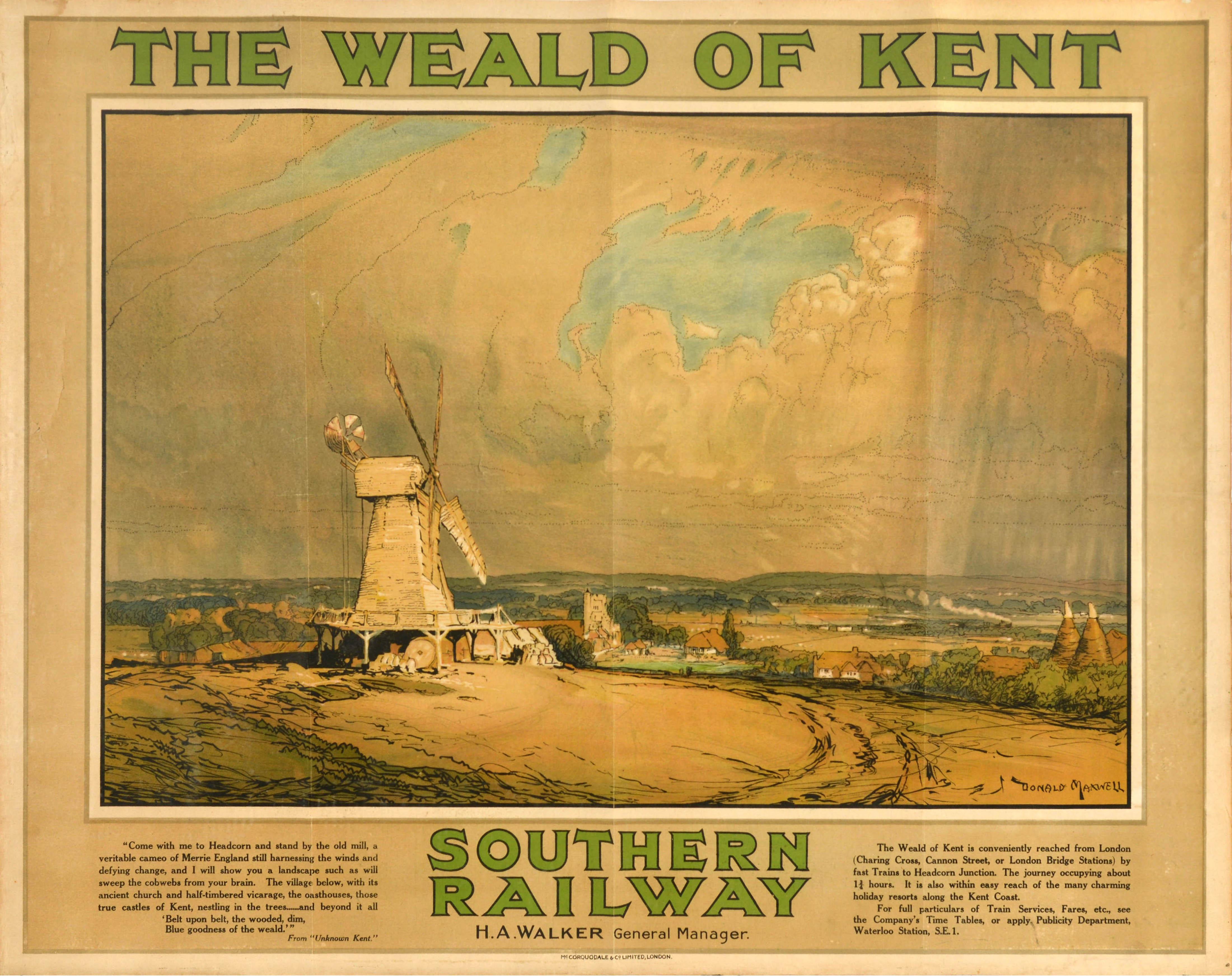 Unknown Print - Original Antique Travel Poster Weald Of Kent Southern Railway Donald Maxwell Art