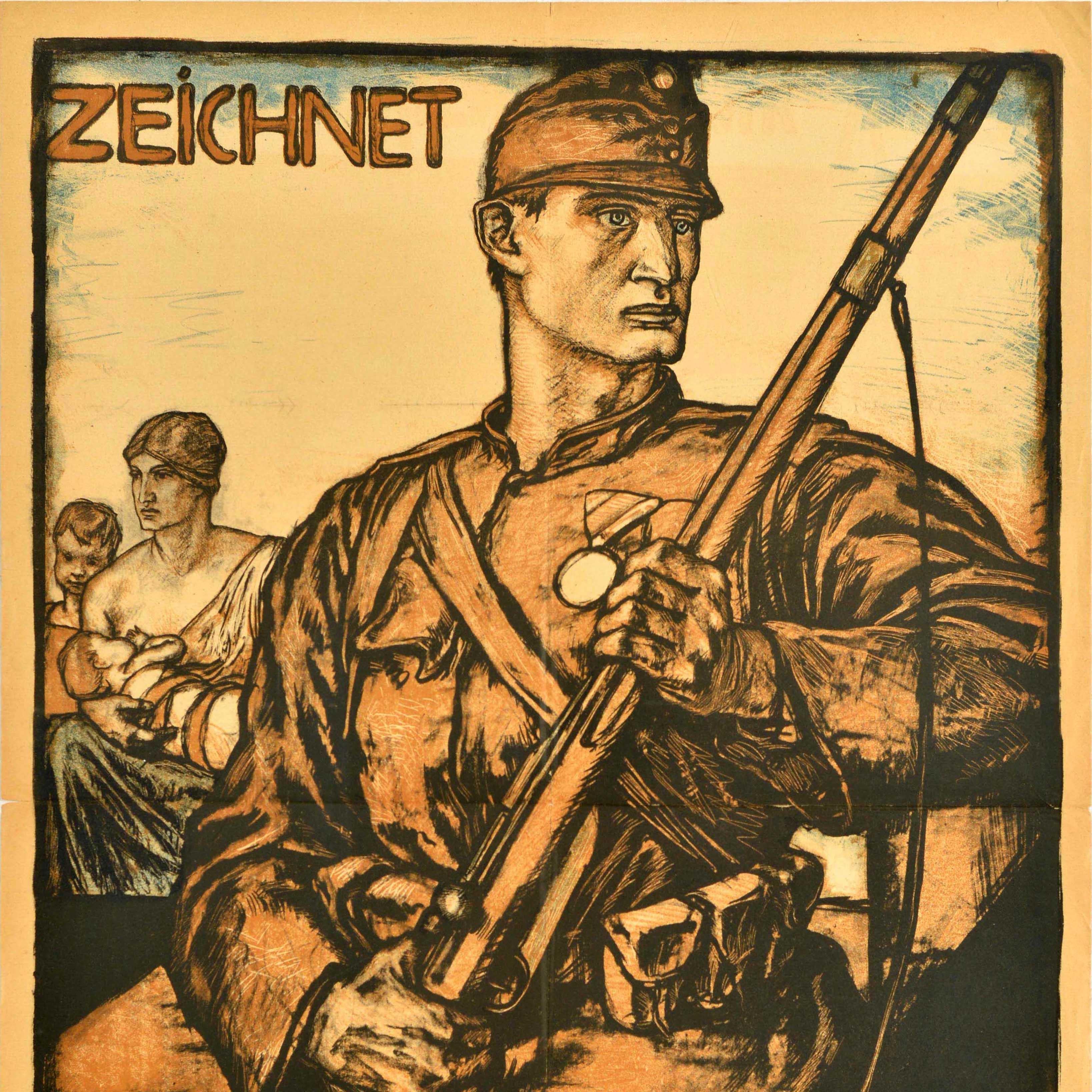 Original Antikes War Bond-Poster, Österreichische Kriegsanleihe, Wiener Bankvereinigung, WWI (Braun), Print, von Unknown