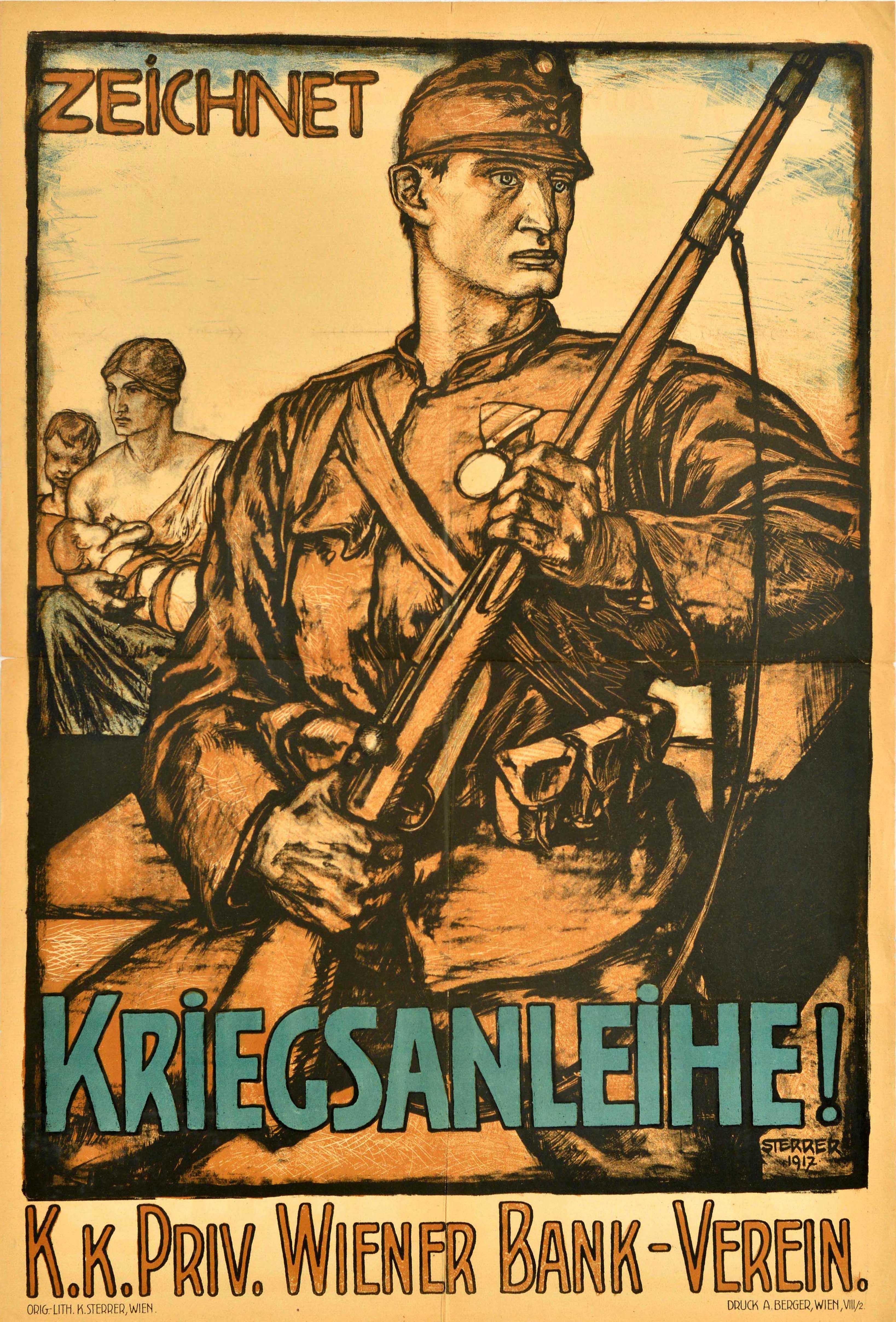 Unknown Print – Original Antikes War Bond-Poster, Österreichische Kriegsanleihe, Wiener Bankvereinigung, WWI