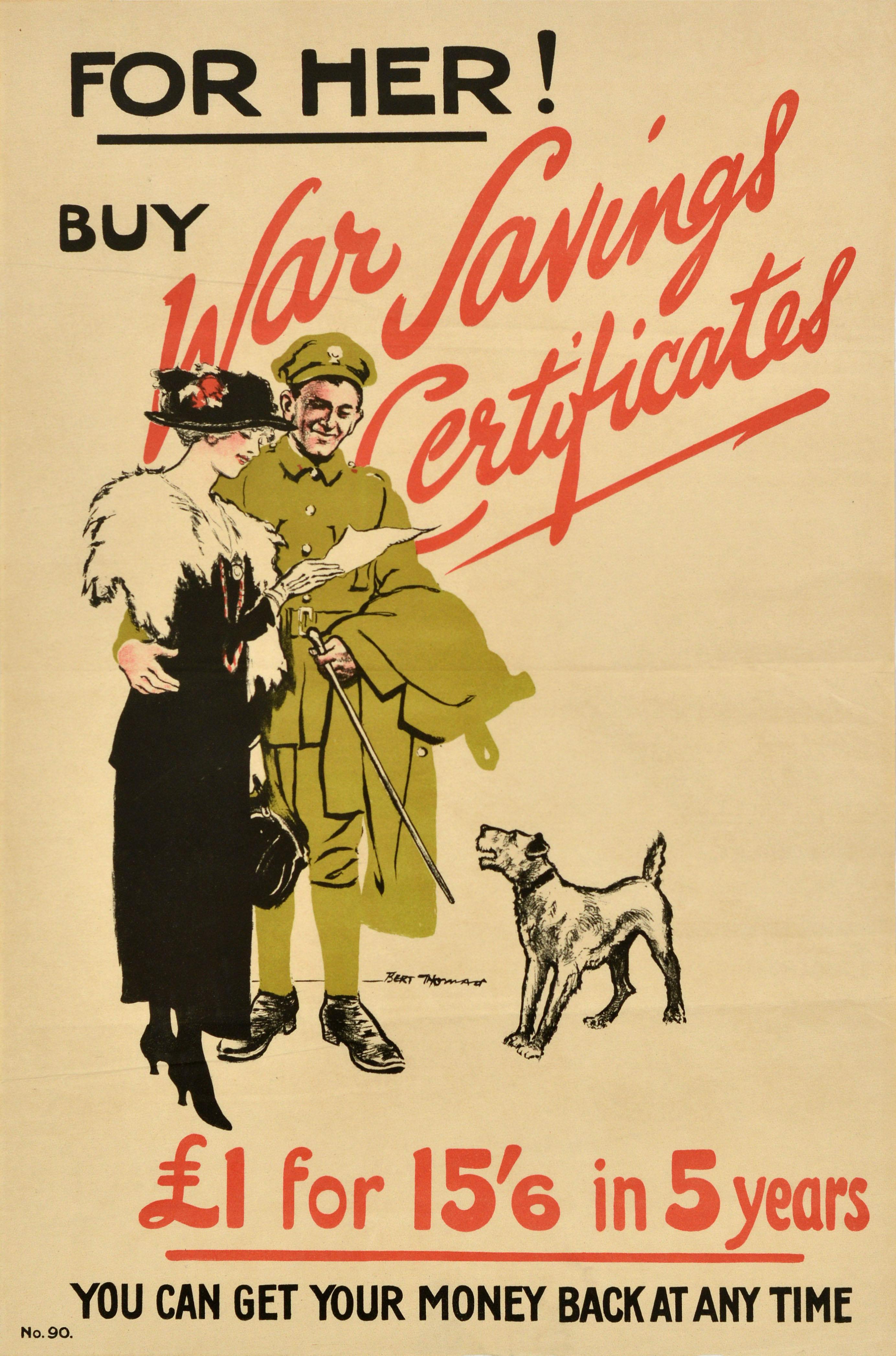 Unknown Print - Original Antique War Bonds Poster War Savings Certificates Buy For Her WWI