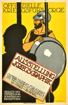 Affiche publicitaire originale de l'époque de la guerre Exposition autrichienne sur la protection sociale pendant la Première Guerre mondiale