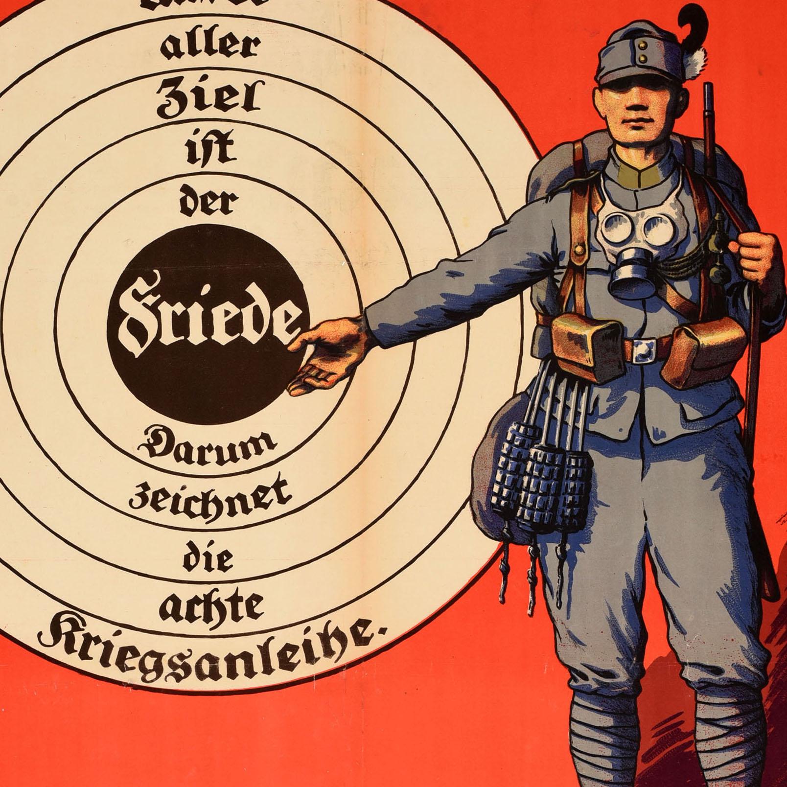 Original Antikes Propagandaplakat aus dem Krieg, Kriegslending, Österreich, Soldat, WWI – Print von Unknown