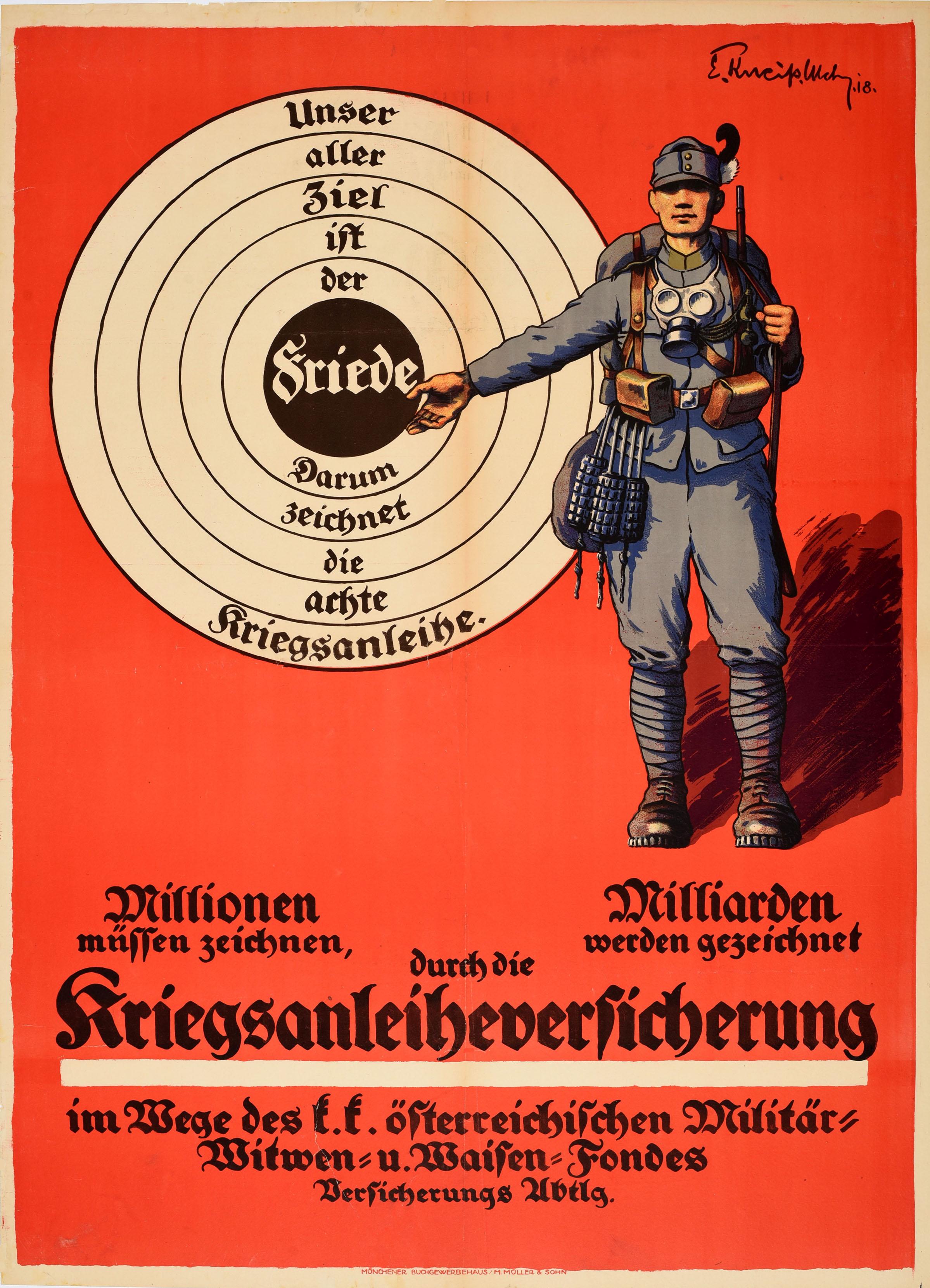 Unknown Print – Original Antikes Propagandaplakat aus dem Krieg, Kriegslending, Österreich, Soldat, WWI