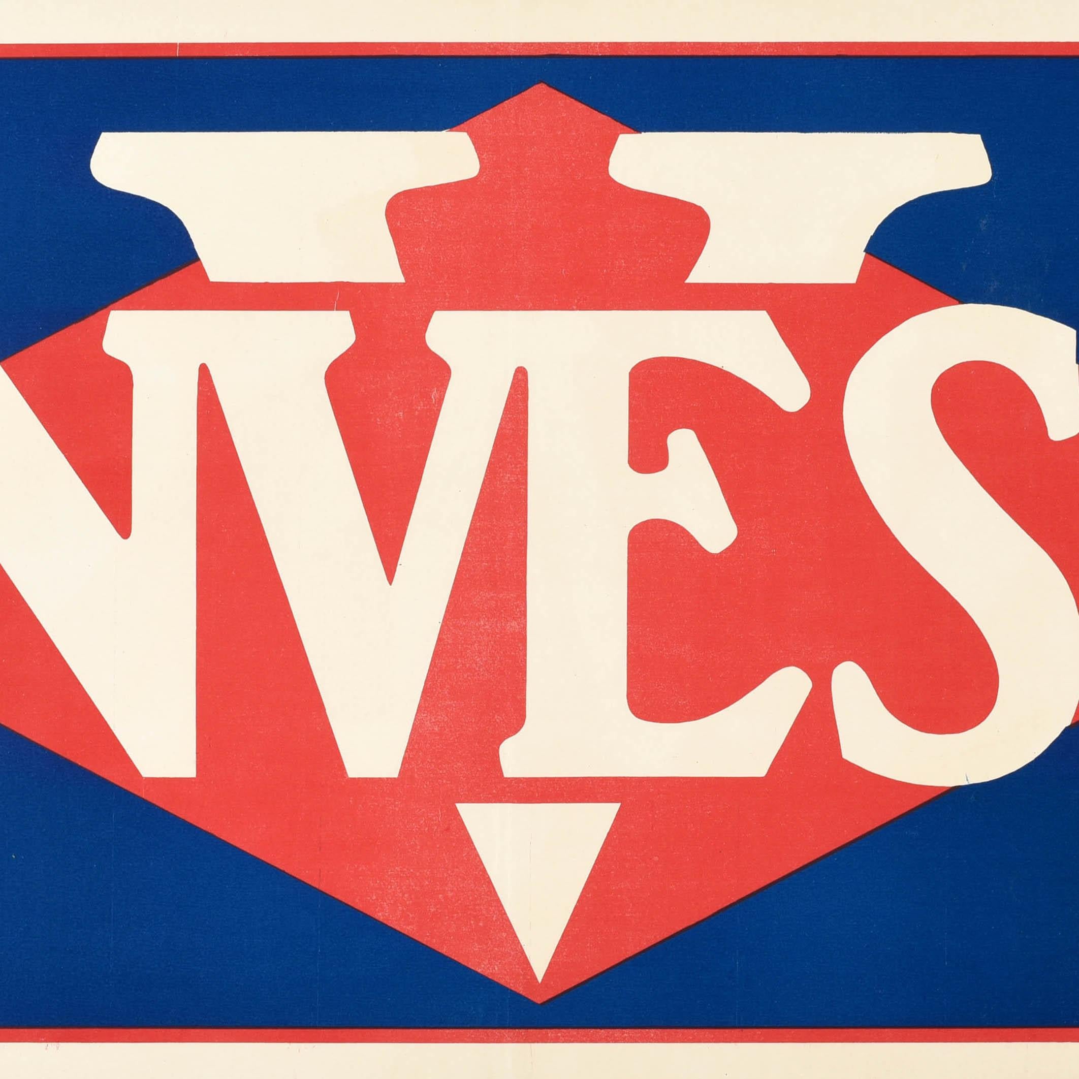 Poster originale antico della Prima Guerra Mondiale Invest V Victory WWI Soldier Sailor Design - Print Viola di Unknown