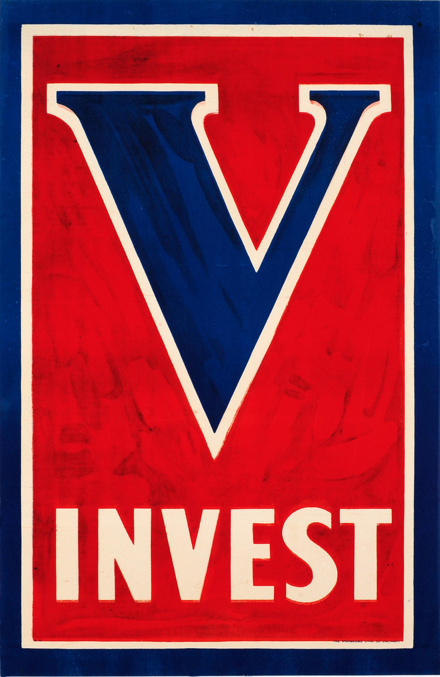 Unknown Print - Original Antique World War One Poster V Invest US Victory Bonds & Liberty Loans