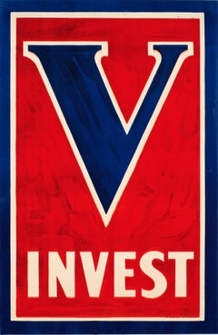 Original Antique World War One Poster V Invest US Victory Bonds & Liberty Loans