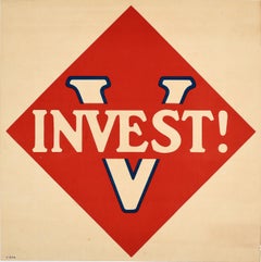 Original Antikes Originales Loan-Bond-Poster aus dem Ersten Weltkrieg, Invest, WWI-Sieg, USA